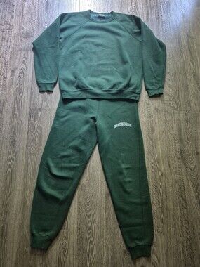 Vintage Beaver Canoe Cotton Dark Green Sweat Suit Medium Extra Large